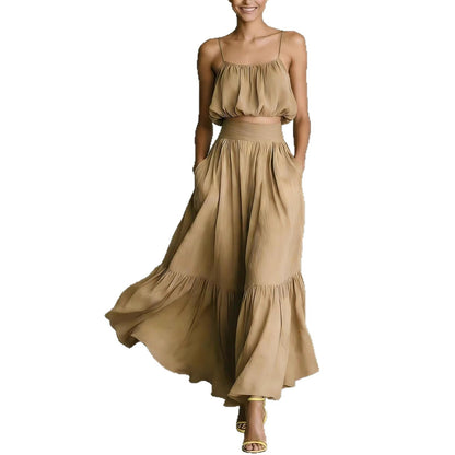 Women’s Two-Piece High-Waist Flared Skirt Set | Elegant Matching Crop Top & Skirt Duo | Luxury Structured Flared Midi Set | Trendy High-Fashion Co-ord Set for Women | 2026 Chic Professional & Social Skirt Suit
