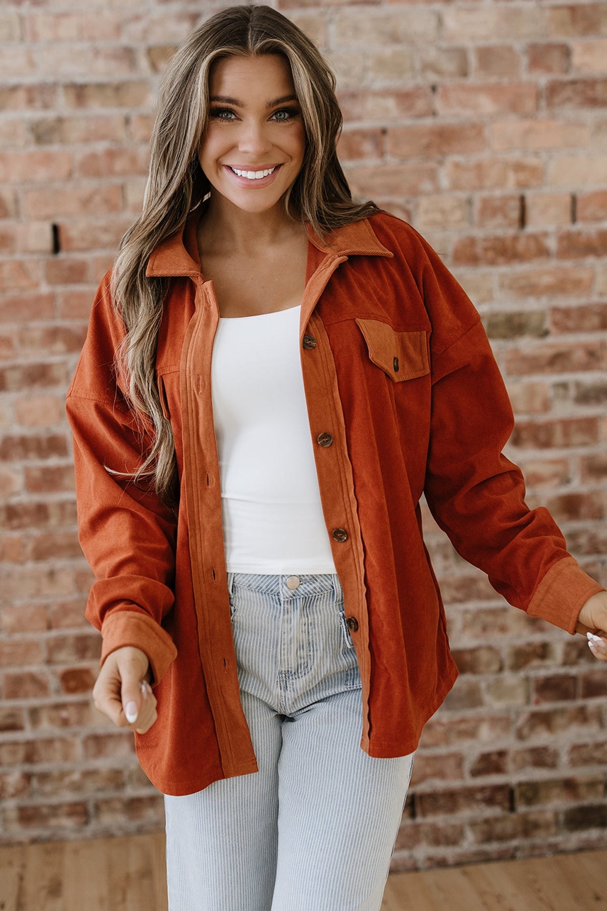 Threaded Pear Andrea Drop Shoulder Casual Shacket