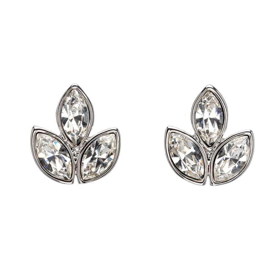 Clear Swarovski Crystal Earrings – Crystal Triplet Leaf Stud Earrings