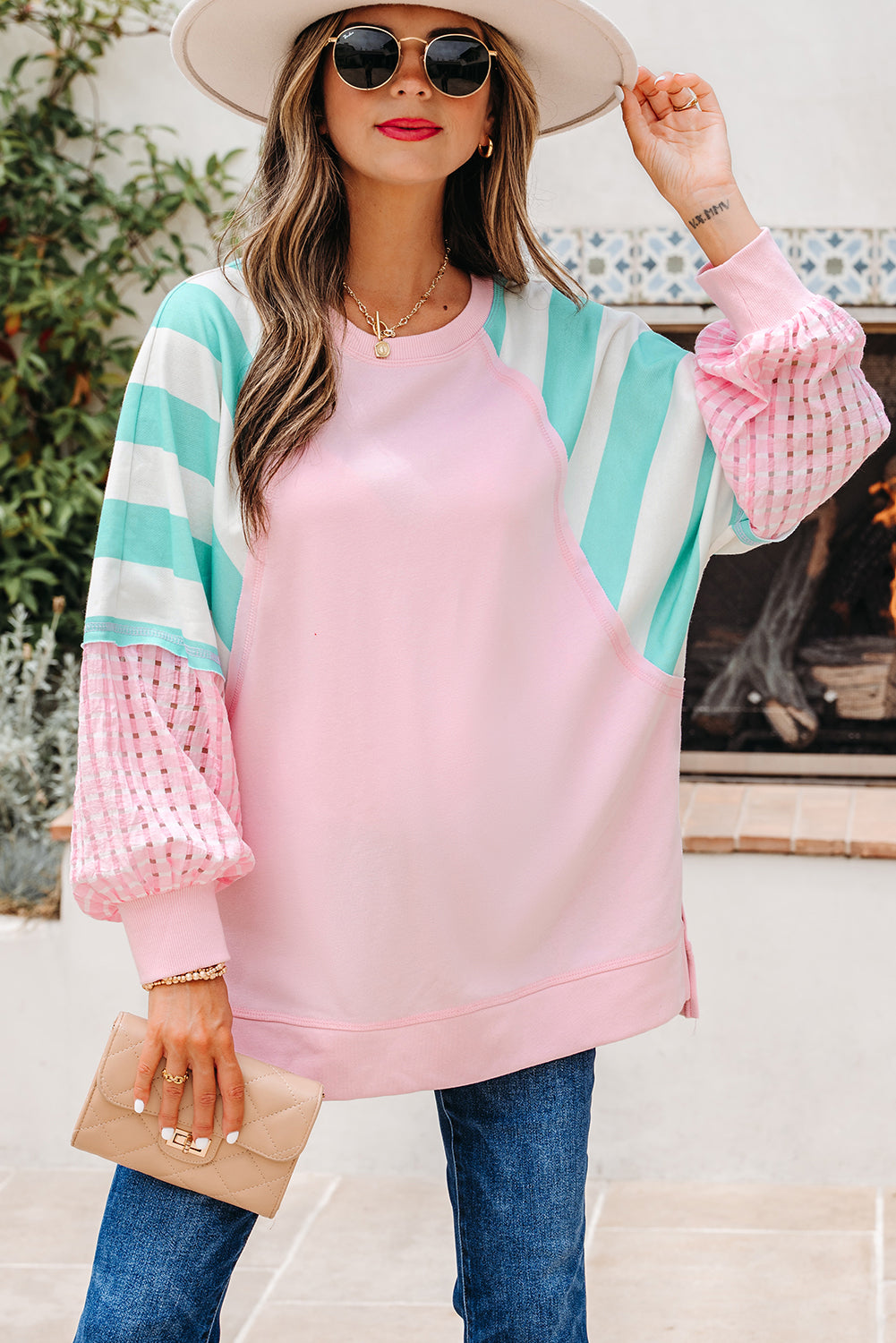 Threaded Pear Vanessa Patchwork Raglan Pullover Top
