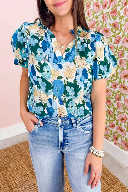 Threaded Pear Leilani Short Puff Sleeve Blouse