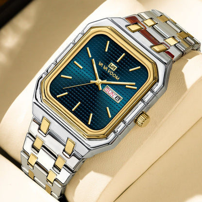 Men’s Luxury Luminous Square Watch | Trendy Square Dial Quartz Wristwatch | Modern Minimalist Glow-in-the-Dark Watch | High-Sense Fashion Waterproof Square Watch for Men