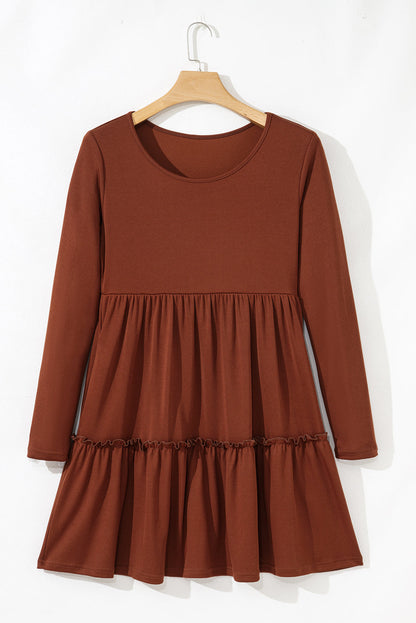 Threaded Pear Everleigh Ribbed Frilled Trim High Waist Dress