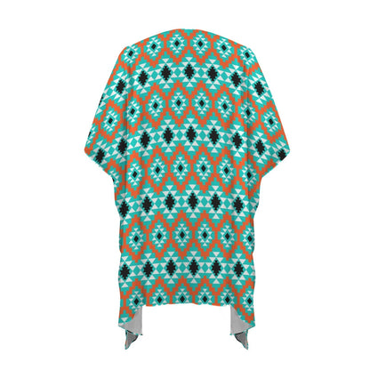 Baha Ranch Turquoise Aztec Duster Kimono Coverup