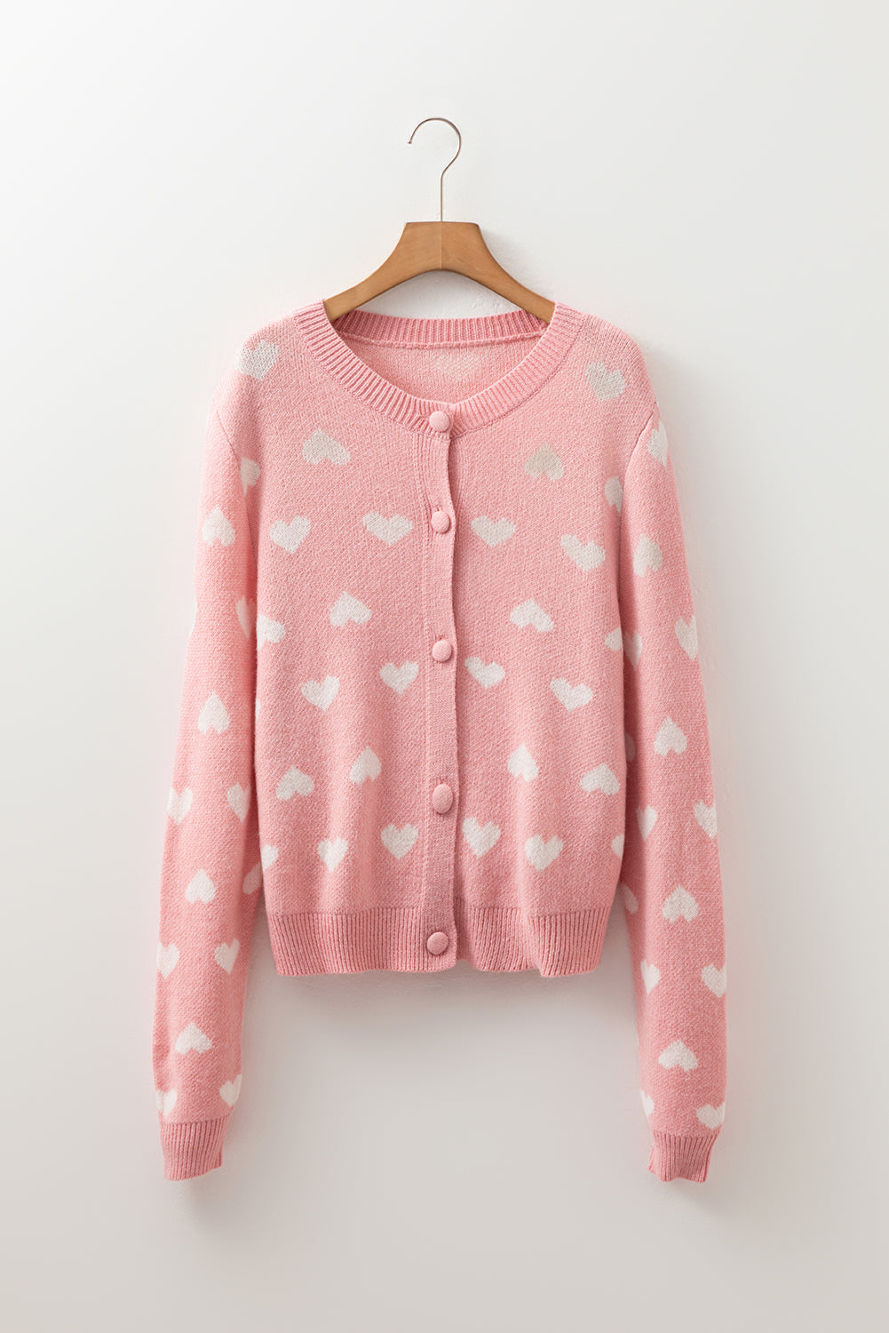 Anna Heart Pattern Button Front Cardigan Sweater