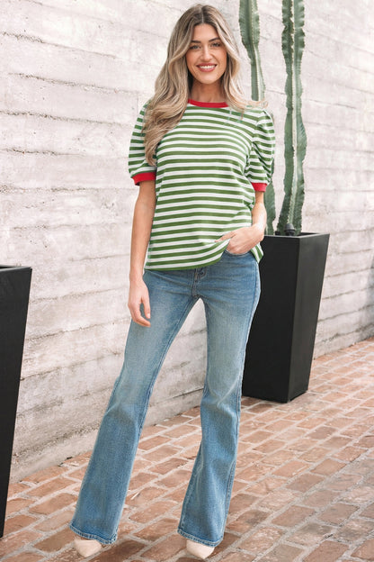 Threaded Pear Joy Sleeve Contrast Trim Tee