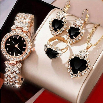 Colorful Crystal Quartz Watch & Jewelry Set | Luxury Sparkling Women’s Timepiece Suite | Elegant Multi-Color Rhinestone Watch Gift Set | Trendy Jewelry Suit with Bracelet & Earrings | 2026 High-Fashion Women’s Accessory Set