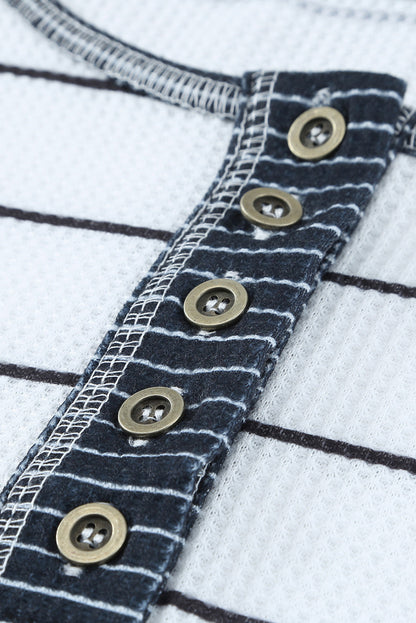 Threaded Pear Simone Henley Waffle Knit Top
