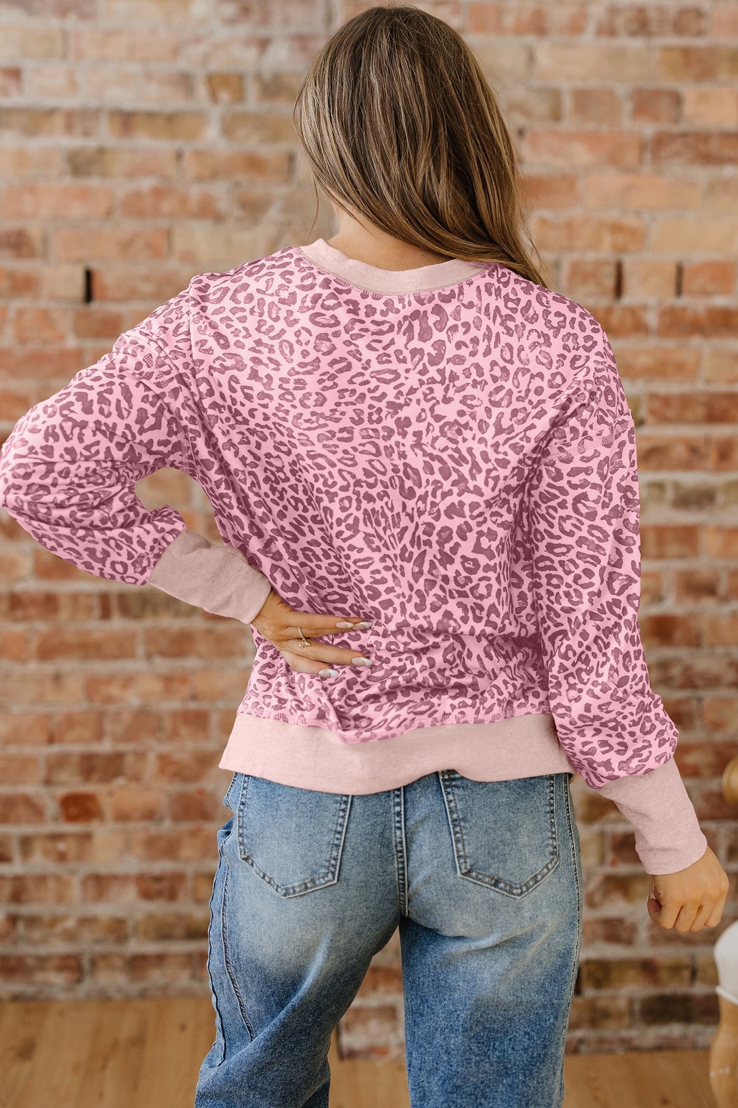 Threaded Pear Wrenlee Print Patchwork Sweatshirt