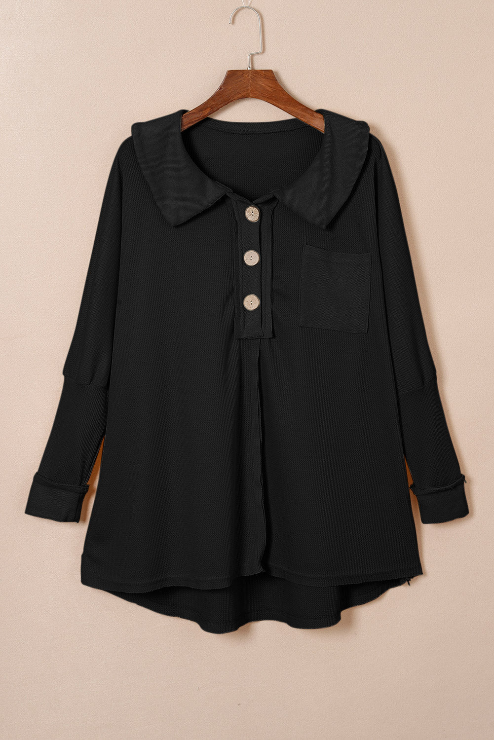 Threaded Pear Nina Waffle Knit Long Sleeve Top