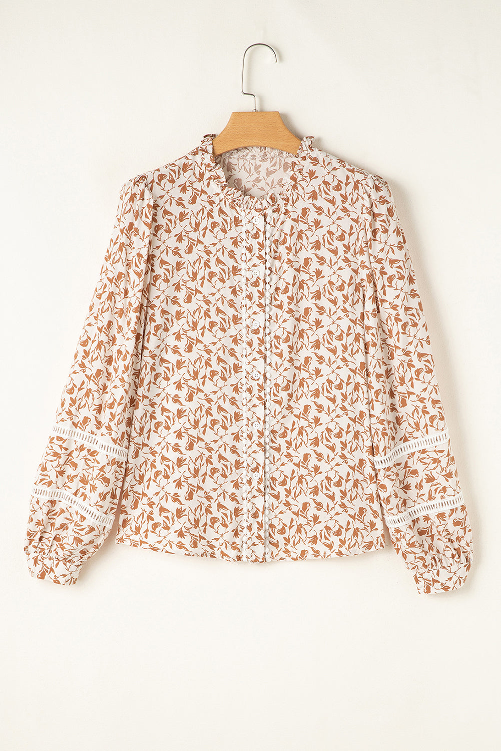 Threaded Pear Melanie Lace Floral Puff Sleeve Top