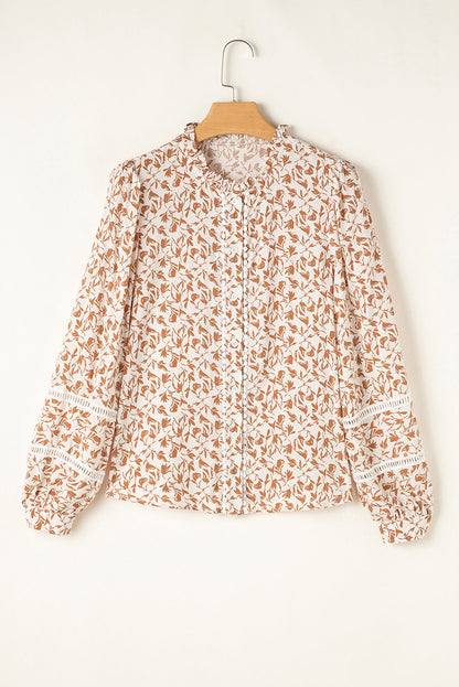 Threaded Pear Melanie Lace Floral Puff Sleeve Top