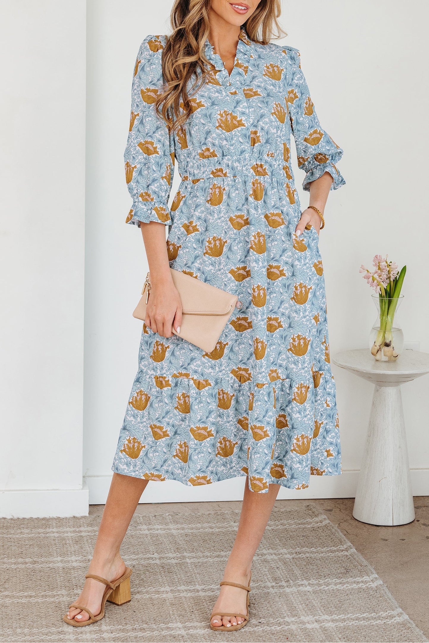 Threaded Pear Rosalee Bracelet Sleeve Long Dress