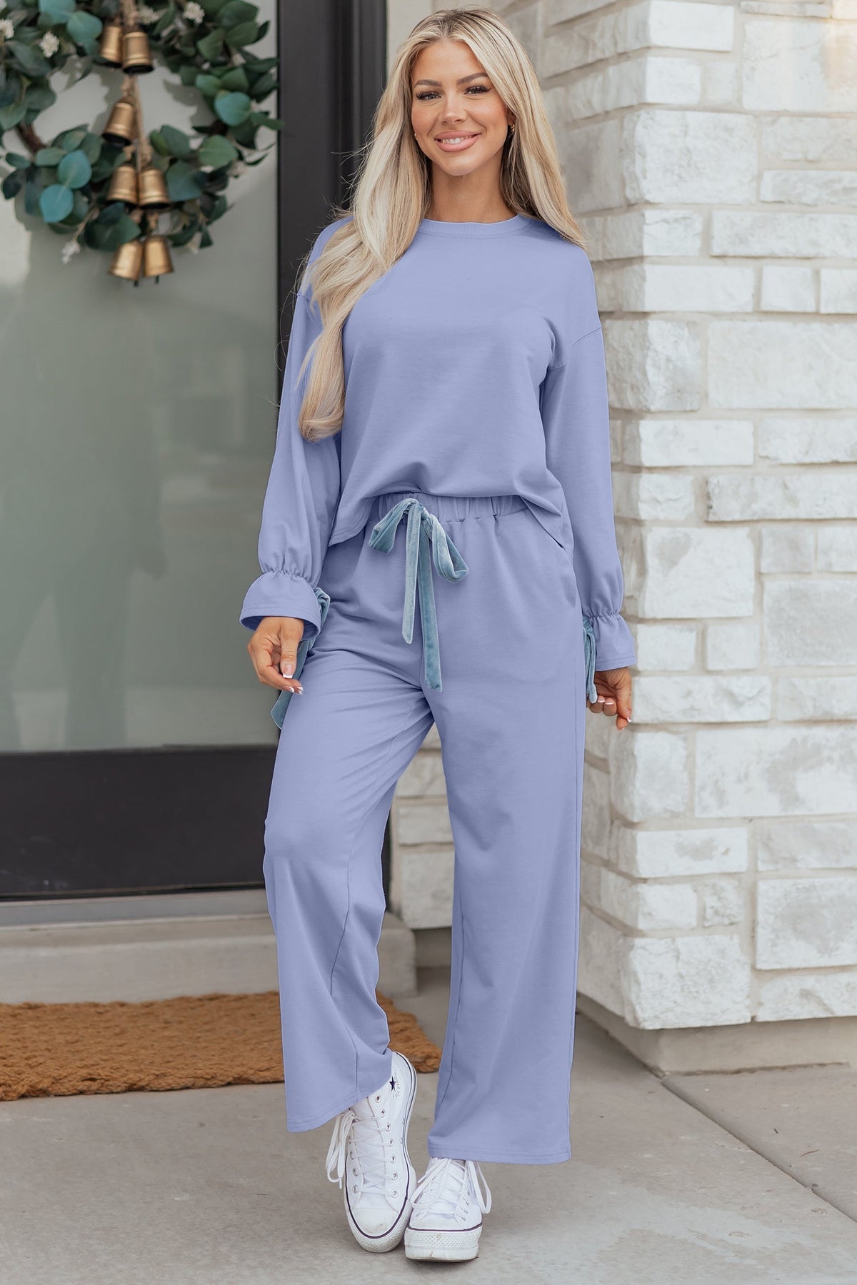 Threaded Pear Rory Beau Flounce Long Sleeve Lounge Set