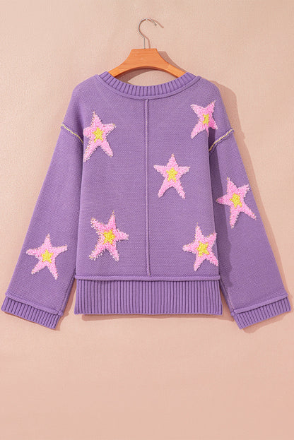 Threaded Pear Aubrey Brushed Star Oversize Sweater