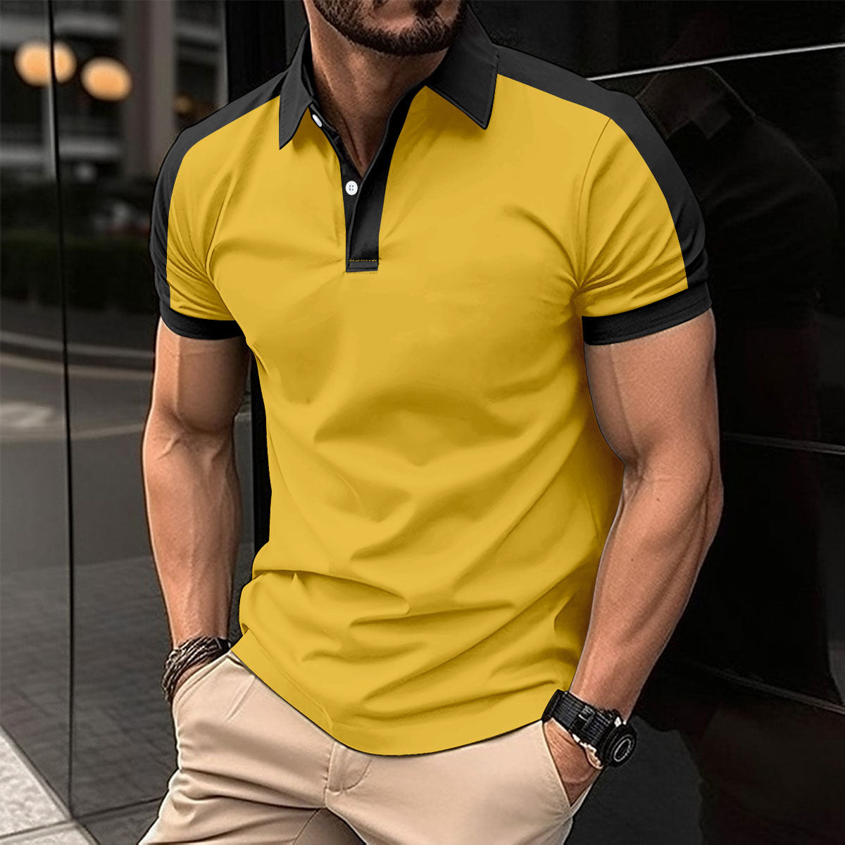 Men's Short Sleeve Business Casual Polo Shirt | Summer Lightweight Cotton Blend Dress Shirt | Premium Solid Color Semi-Formal Polo for Men