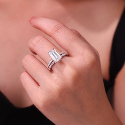 S925 Sterling Silver Stackable Ring | Full-Set Moissanite Eternity Band | High-Sense Minimalist Wedding & Anniversary Ring | Luxury-Label Statuesque Radiant Jewelry | 2026 High-Fashion Emerald-Luxe Essential