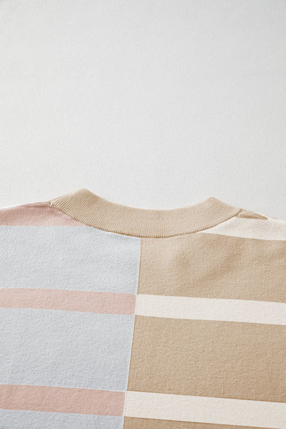 Threaded Pear Jream Stripe Colorblock Oversized Sweater