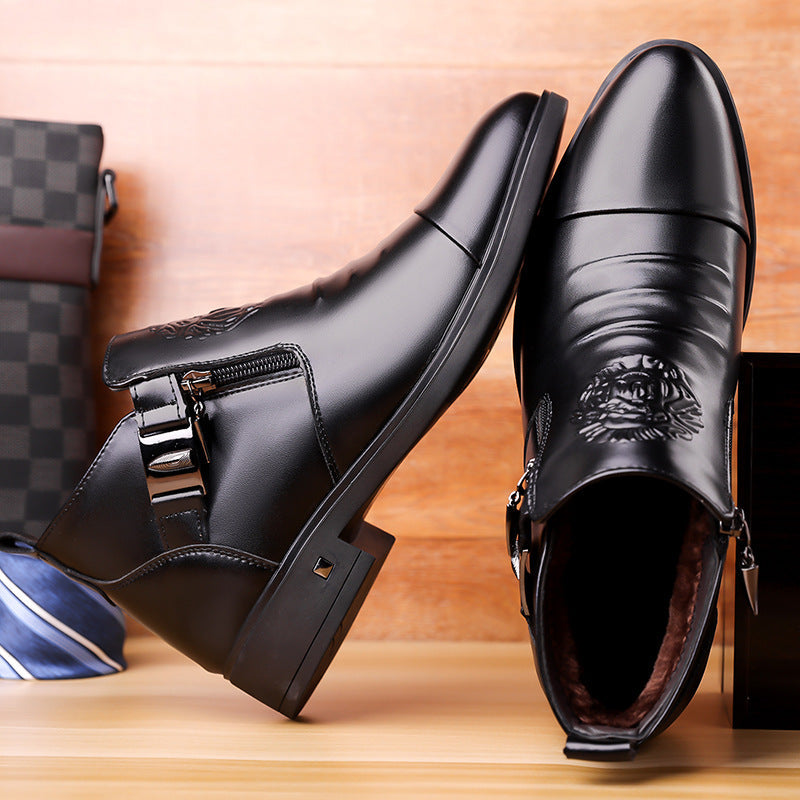 Men’s Retro Wide-Fit Ankle Boots | Trendy Side-Chain Leather Boots | Classic Vintage-Style Biker Boots for Men | High-Sense Comfortable Wide-Toe Boots | 2026 High-Fashion Urban Streetwear Footwear