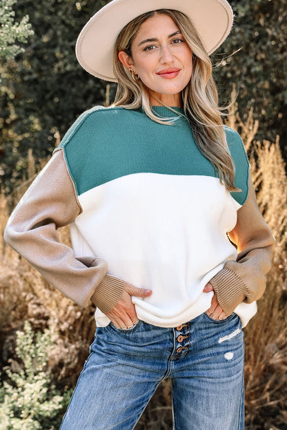 Threaded Pear Anava Ribbed Knit Baggy Sweater