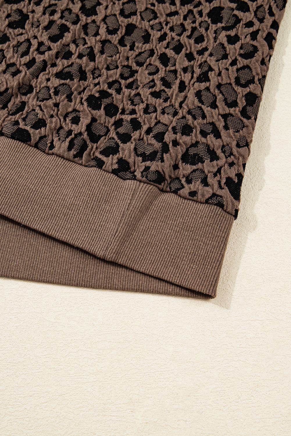 Threaded Pear Annie Ribbed Trim Leopard Top