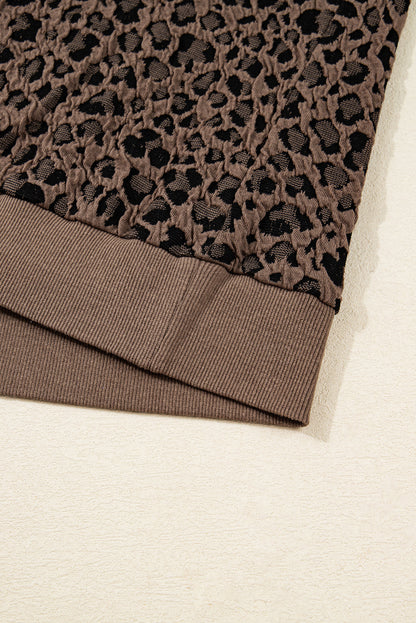 Threaded Pear Annie Ribbed Trim Leopard Top