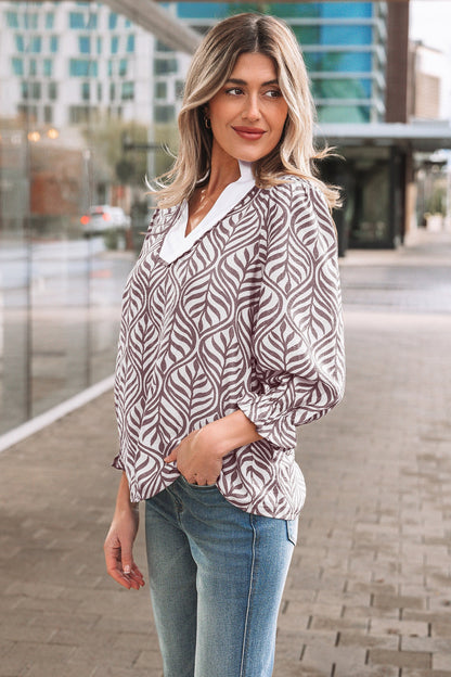Threaded Pear Phoebe Collar Puff Sleeve Top
