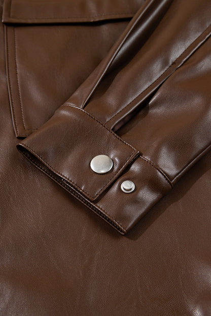 Threaded Pear Mila Drawstring Hem Leather Jacket