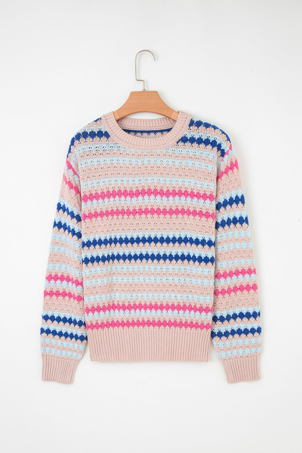 Threaded Pear Amelia Patterned Drop Shoulder Sweater