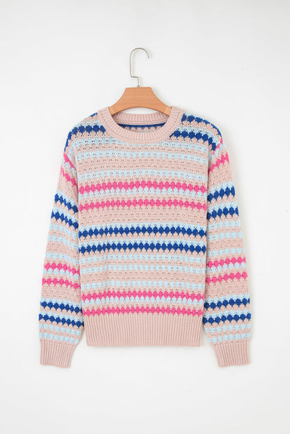 Threaded Pear Amelia Patterned Drop Shoulder Sweater