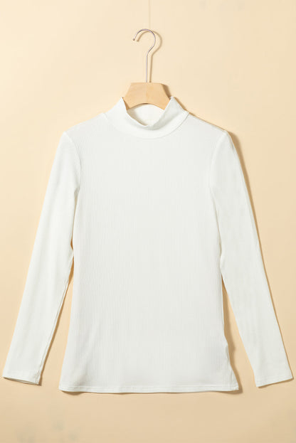 Threaded Pear Adelyn Ribbed Knit High Long Sleeve Top