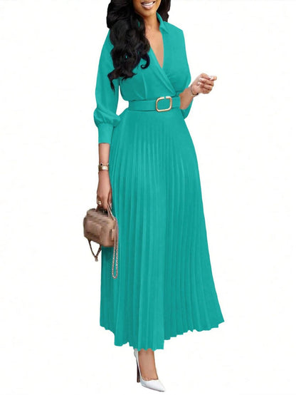 Chic YC Women's 3/4 Sleeve Flared A Line Dress