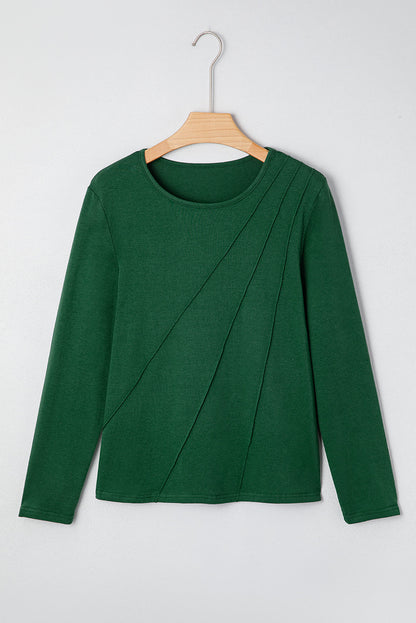 Threaded Pear Alejandra Detail Solid Color Long Sleeve Top