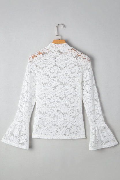 Threaded Pear Alani Lace Crochet Bell Sleeve Blouse