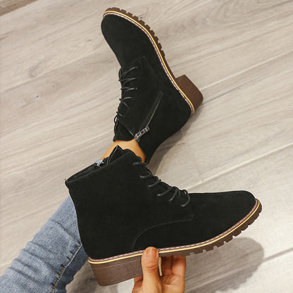 Women’s Short Martin Boots | Round-Toe High-Sense Fashion Boots | Trendy Minimalist British Style Ankle Boots | Luxury-Label Statuesque Radiant Footwear | 2026 High-Fashion Emerald-Luxe Essential