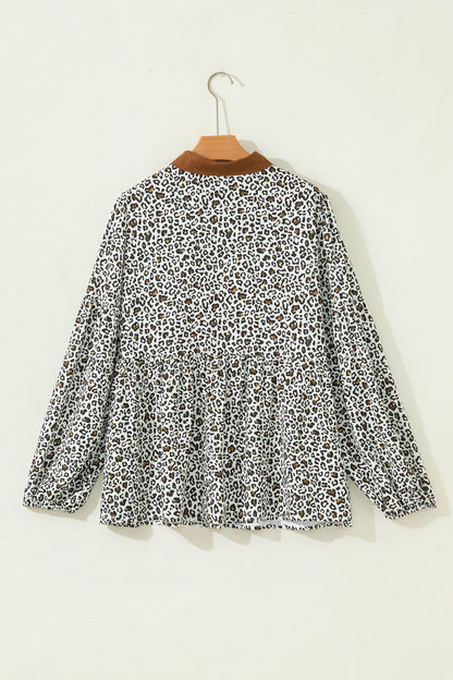 Threaded Pear Elsa Puff Sleeve Print PLUS Blouse