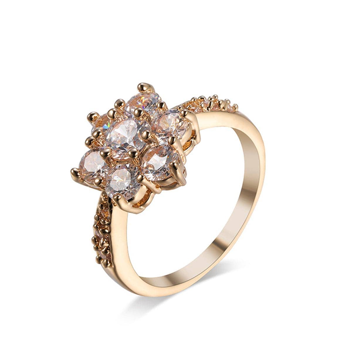Cubic Zirconia & Goldtone Sunflower Ring