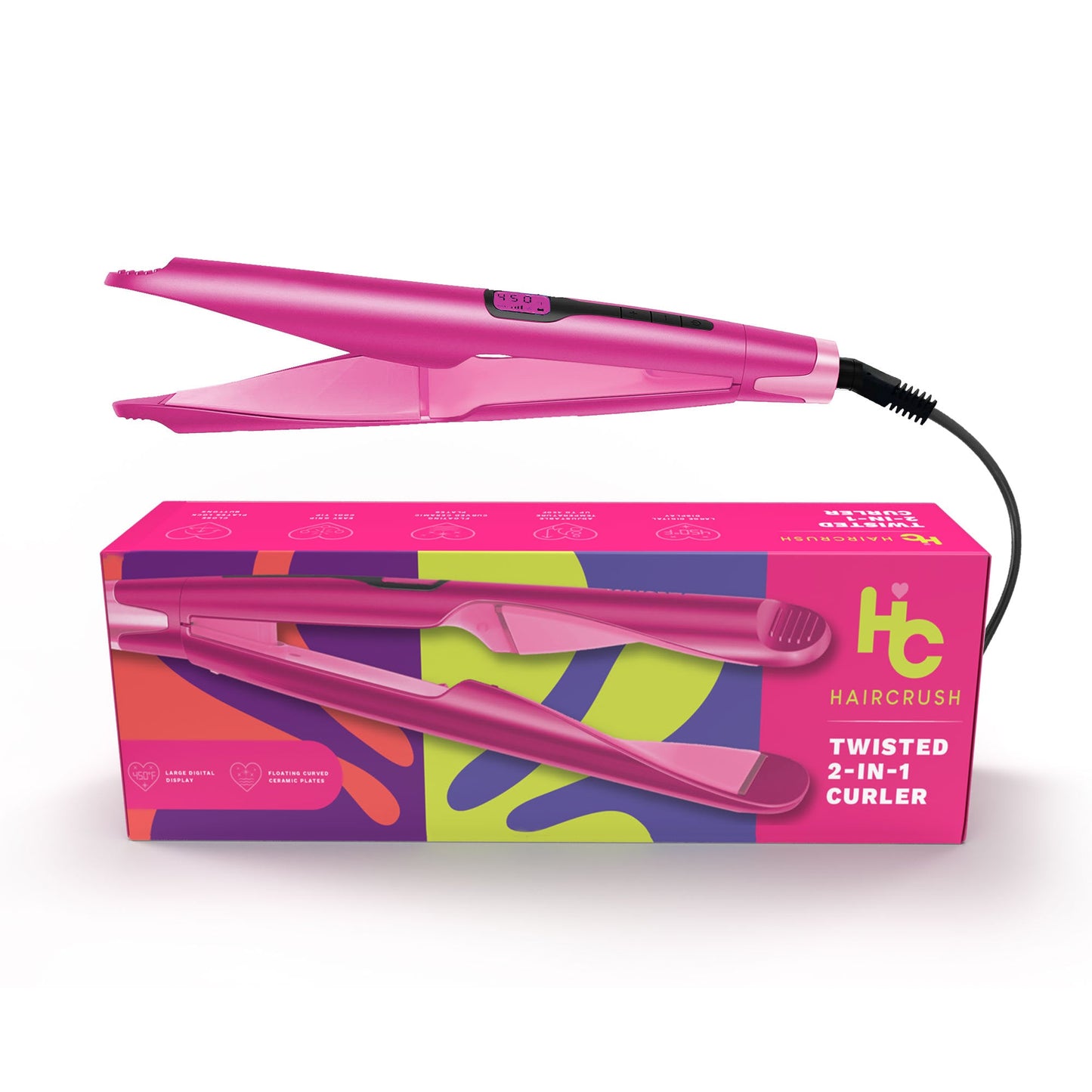 "2-in-1 Twist" Digital Curler & Straightener - Purple