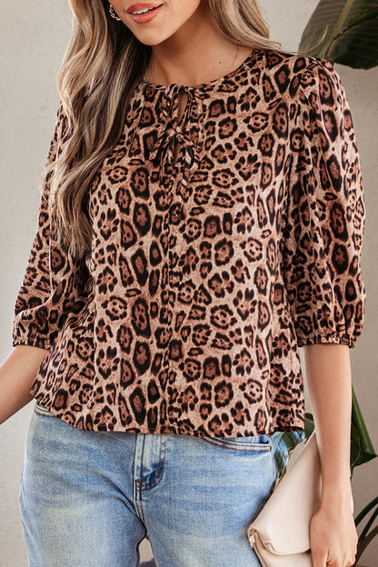 Threaded Pear Promise Tie Puff Sleeve Blouse