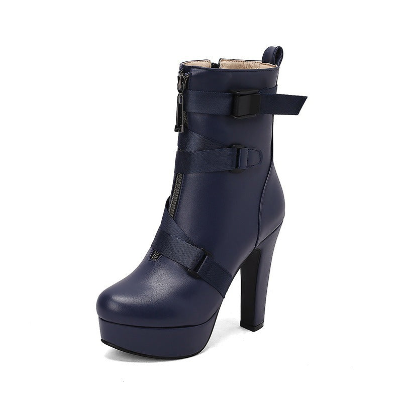 Women’s Luxury Mid-Calf Boots with Thick Soles | High-Sense Chunky Heel Executive Footwear | Trendy Minimalist Gothic-Luxe Platform Boots | Luxury-Label Statuesque Radiant Boots | 2026 High-Fashion Emerald-Luxe Essential