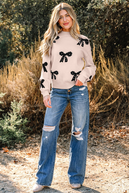 Threaded Pear Eleanor Bow Pattern Loose Sweater