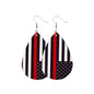 Black & Red Stripe Teardrop Earrings