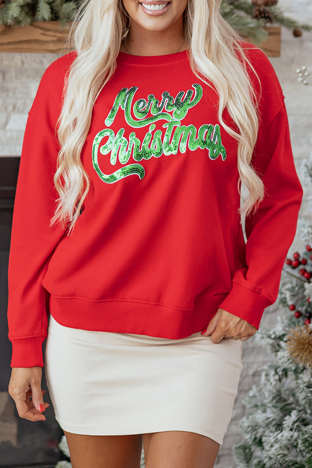 Threaded Pear Amelia Drop Shoulder Loose Sweatshirt