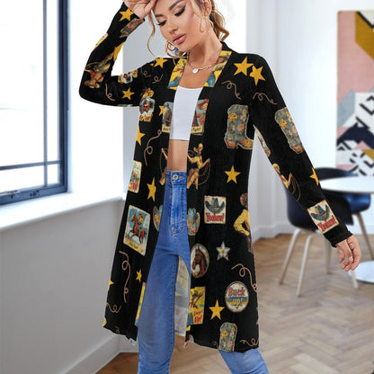Baha Ranch Vintage Cowgirl Collage Western Lightweight Cardigan