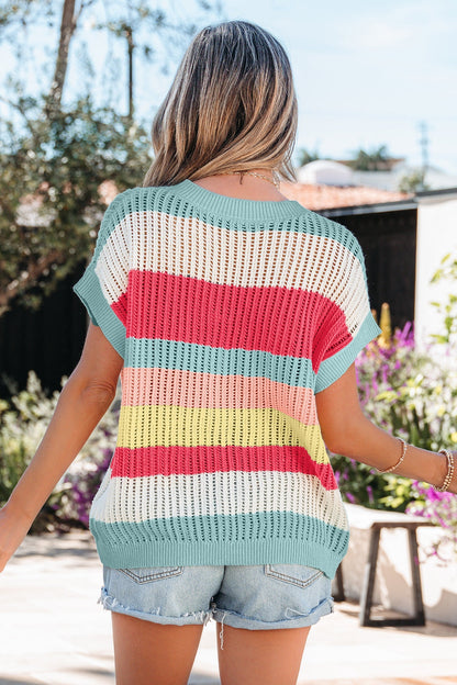 Threaded Pear Joelle Knit Short Sleeve Sweater