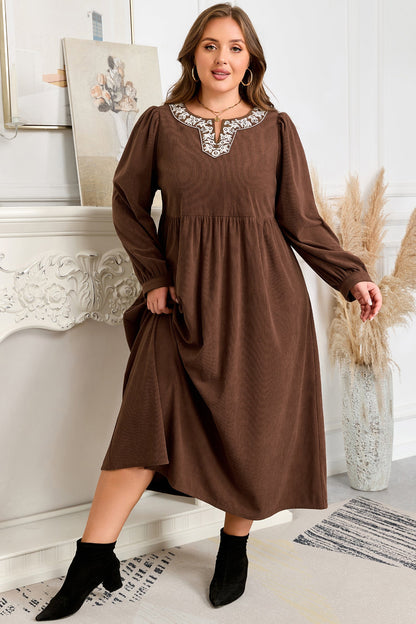 Threaded Pear Hallie High Waist Midi PLUS Dress