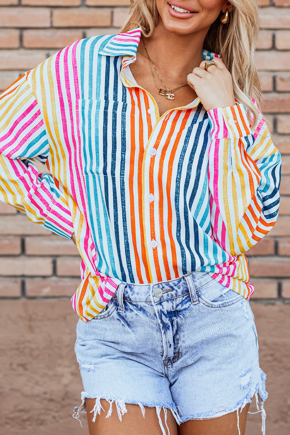 Threaded Pear Winter Drop Shoulder Loose Shirt