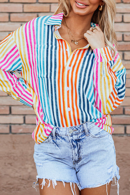Threaded Pear Winter Drop Shoulder Loose Shirt