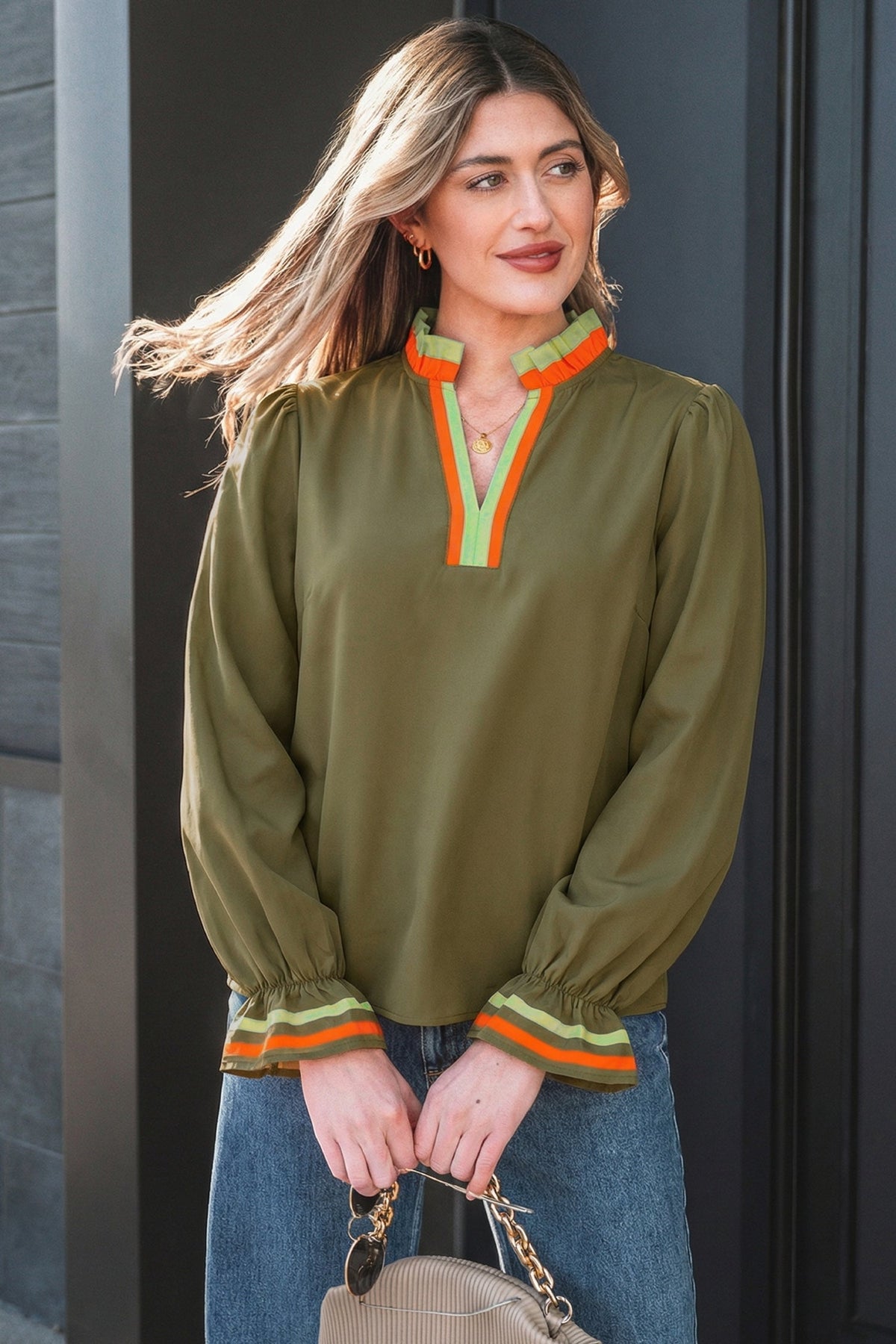 Threaded Pear Marie Long Sleeve Blouse Long Sleeve Top