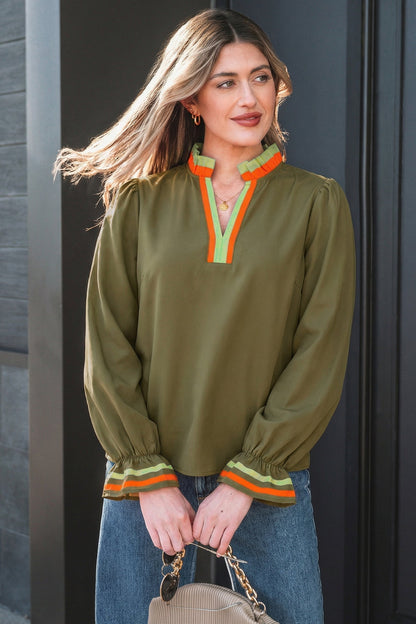 Threaded Pear Marie Long Sleeve Blouse Long Sleeve Top